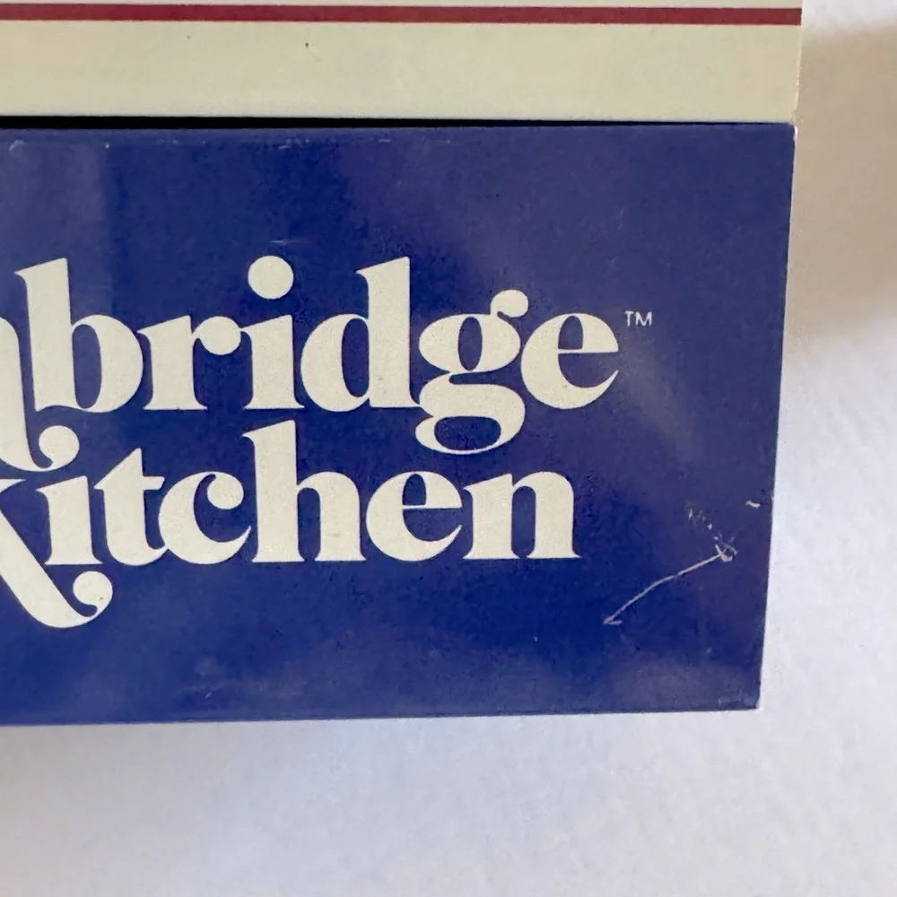 Vintage Blue and White Metal Recipe Box Cambridge Kitchen Graphic Cottagecore